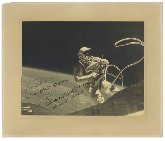 Edward White 14'' x 11'' Signed Photo From the Gemini IV Mission Showing White Spacewalking